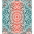 thumbnail image 3 of Coral and Teal Duvet Cover Set, Modern Tribal Mandala Tibetan Healing Motif with Floral Geometric Ombre Art, Decorative 2 Piece Bedding Set with 1 Pillow Shams, Twin Size, Coral Teal, by Ambesonne, 3 of 3