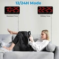 thumbnail image 3 of Digital Wall Clock, 9Inch LED Digital Clock Display with 12/24H, Big Digits,Small Silent Wall Clock (Red), 3 of 5