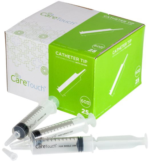 Care Touch Catheter Tip Syringe with Cover, 60 ml 25 Sterile Syringes