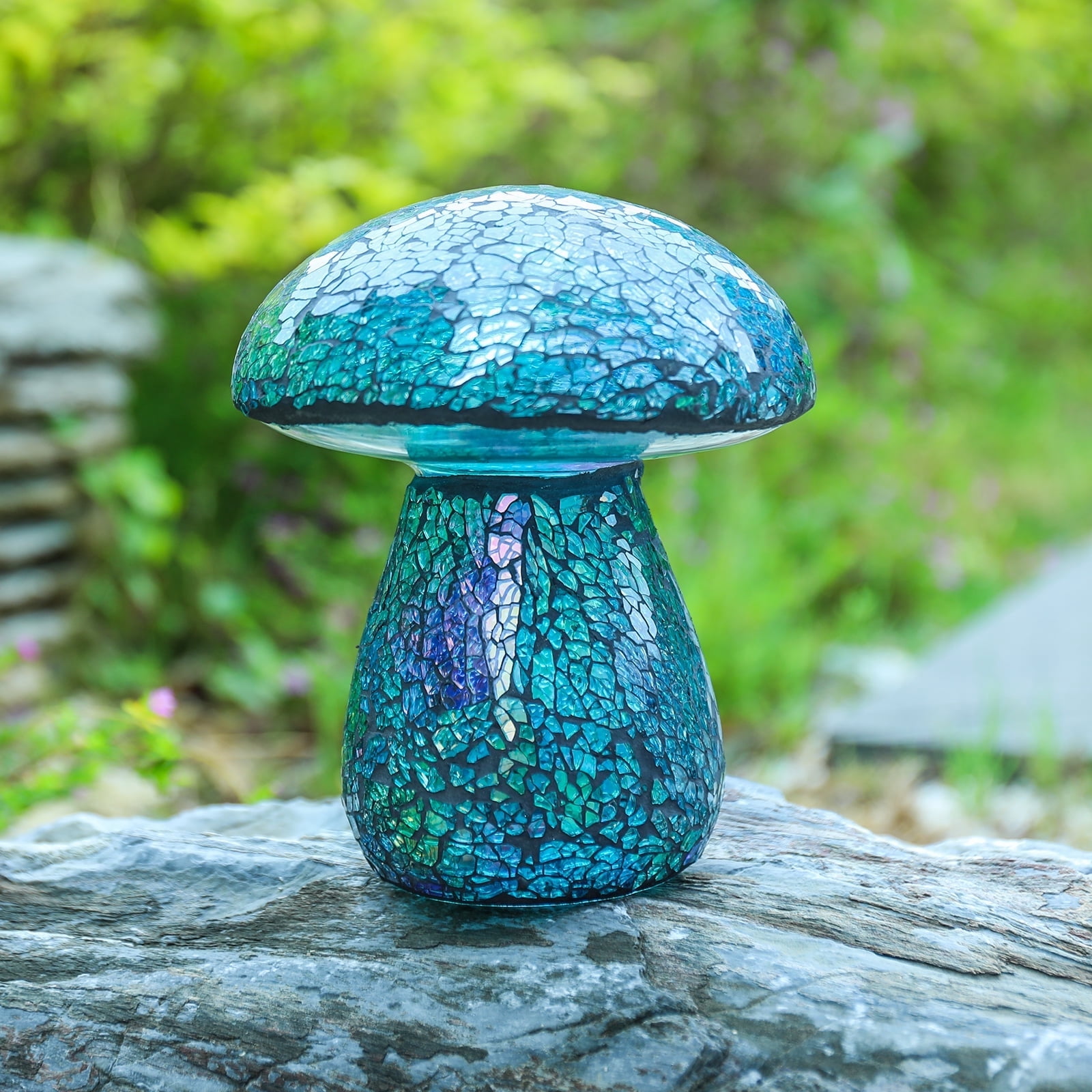 Outdoo Statue Exquisite Mosaic Mushroom Garden Statue,Outdoor Decor Hand - Crafted Colorful Glass Ornament for Indoor,Outdoor Patio, Yard & Landscape