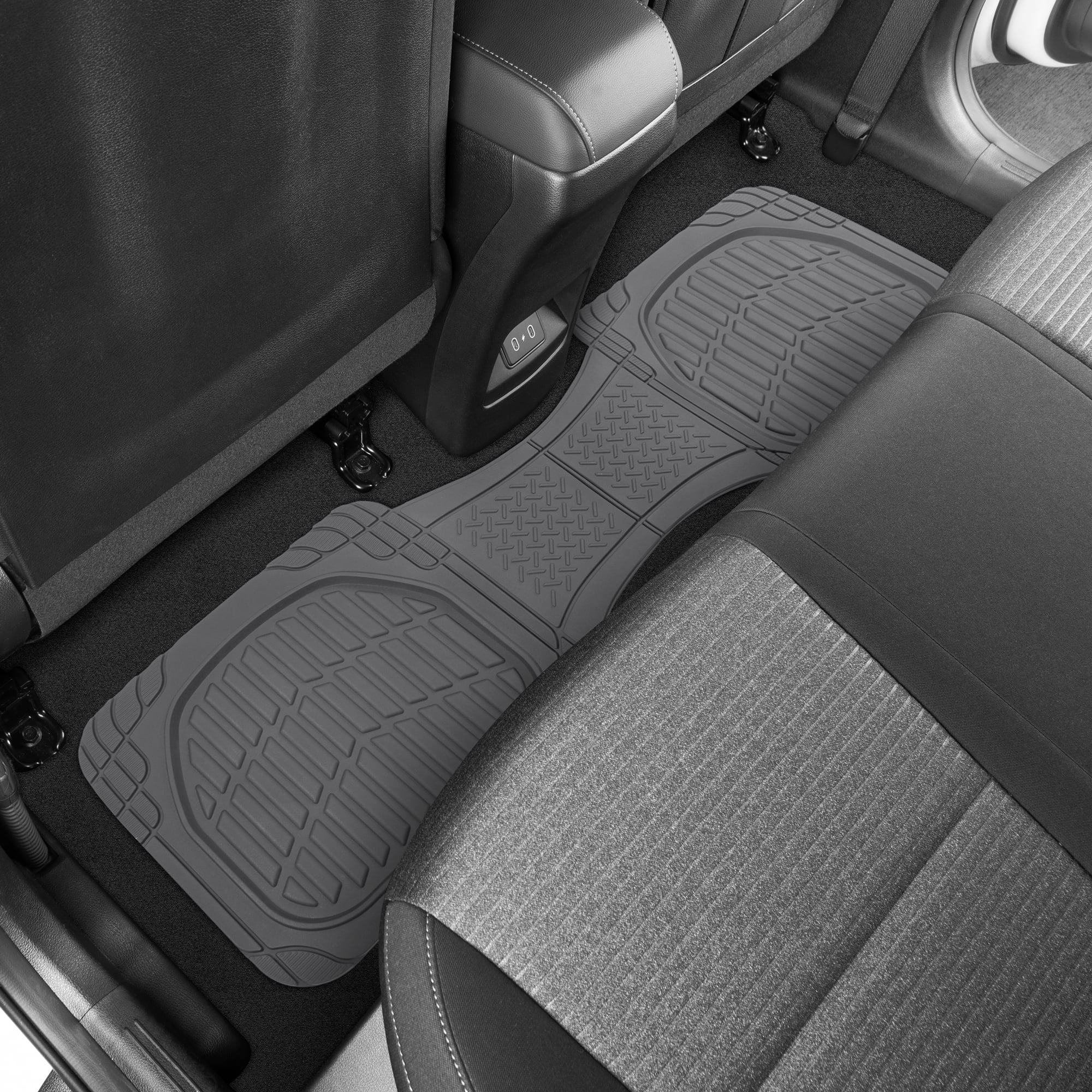 Motor Trend Original FlexTough Gray Rubber Car Floor Mats for 3 Row Vehicles, Front & Rear 2nd Row Deep Dish All Weather Automotive Heavy Duty Trim to Fit, Automotive Liners for Cars Truck Van SUV