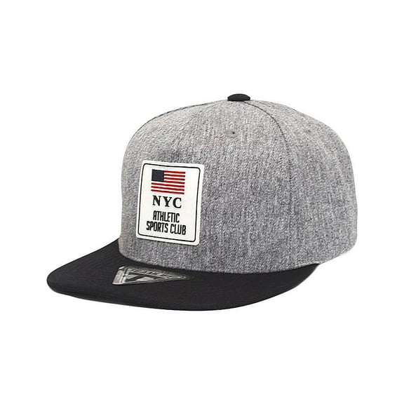 WITHMOONS NYC Rubber Patch Snapback Hat Flat Brim Two Tone Hiphop Adjustable Baseball Cap TR21523 (Grey)