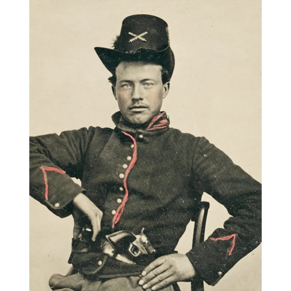 Print: Civil War Soldier In Union Artillery Uniform With Hardee Hat