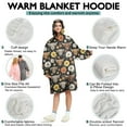 thumbnail image 5 of Black Highland Cow Flower Pattern Wearable Oversized Blanket,Wearable Blanket Hoodie for Adults,Cozy Hooded Blankets with Super Pockets,Super Warm Fuzzy Pullover for Women & Men, 5 of 6