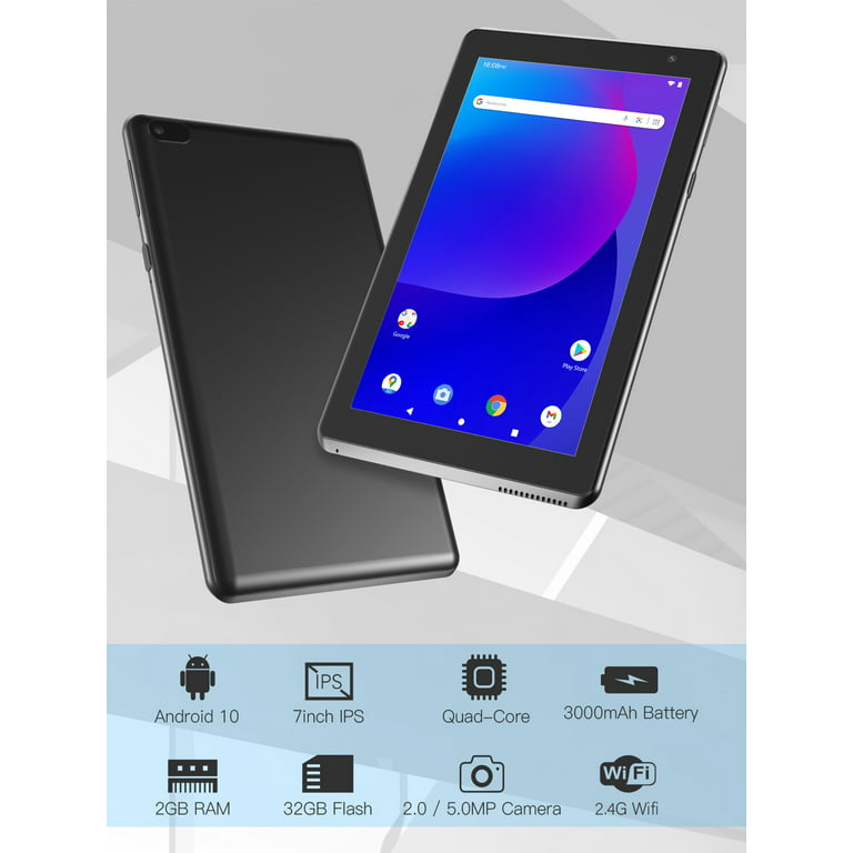 10.1 Inch Tablet, Android 11 Tablet with Case, 64GB Storage 512GB Expand,  8MP Camera Tableta, 1.5Ghz Quad-Core Processor, 2GB RAM WiFi 6000MAH