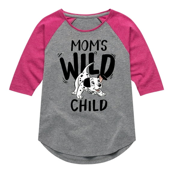 Disney - 101 Dalmatians - Mom's Wild Child - Toddler And Youth Girls Raglan Graphic T-Shirt
