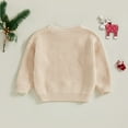 thumbnail image 5 of Miaouyo 0-18 Months Infant Baby Gilrs Boys Christmas Sweaters Long Sleeve Holly Leaf Letter Embroidery Knit Pullovers Jumper Tops, 5 of 9
