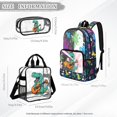 thumbnail image 4 of Kuiaobaty Guitar Dinosaur Print Clear Backpack for Kids Boys Roomy Transparent Bookbag and Lunch Bag Set Heavy Duty Clear Backpack with Pencil Case for School, 4 of 5