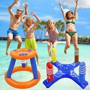 JoyStone Pool Toys Games Set, Floating Basketball Hoop Inflatable Cross Ring Toss Game Toys for Kids Adults, Summer Party Swimming Pool Water Games