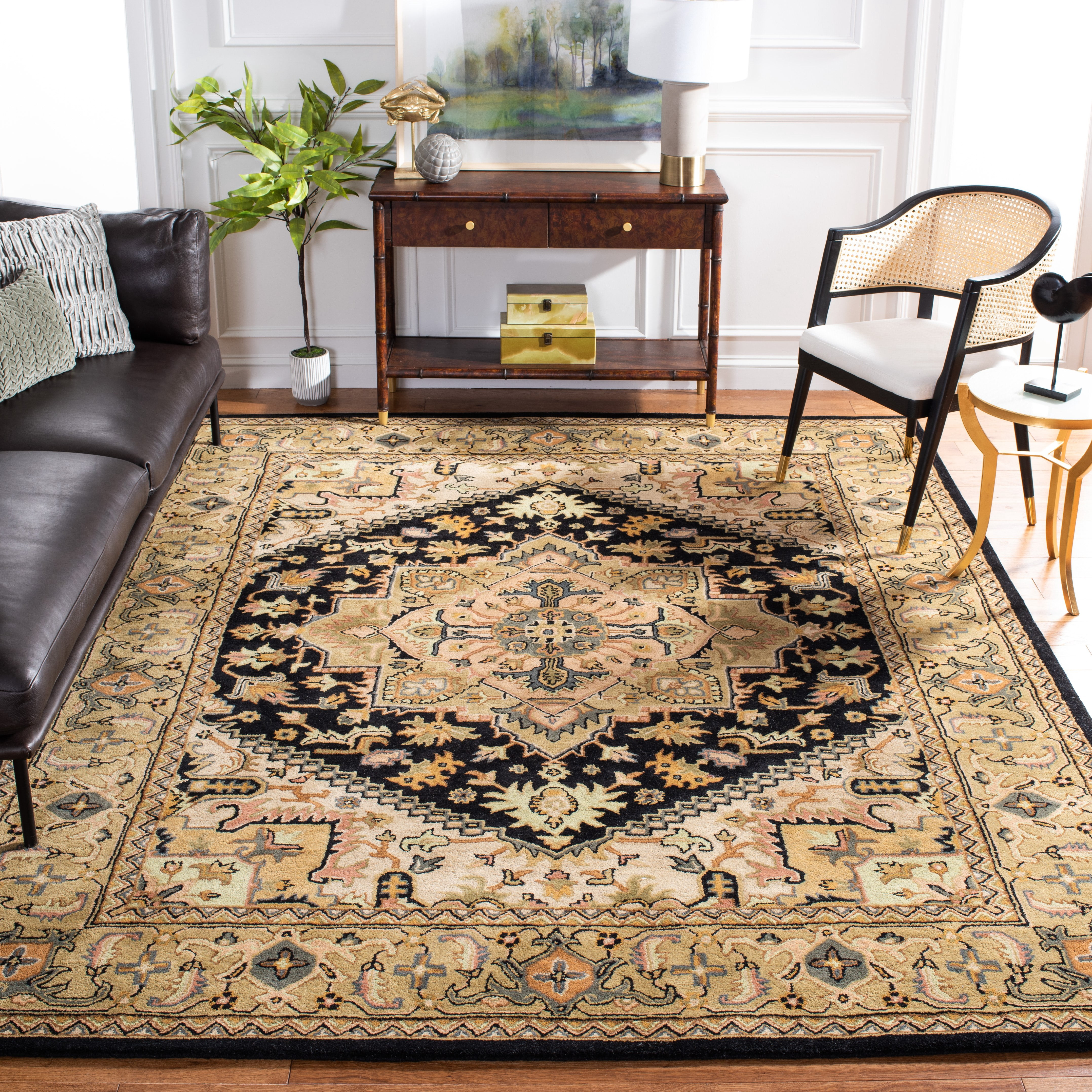 Safavieh Heritage York Oriental Wool Area Rug, Black/Gold, 10' x 14'
