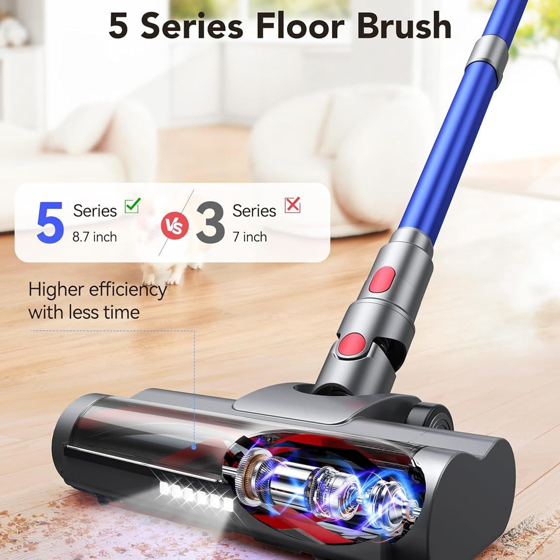 Cordless Stick Vacuum, Lightweight 2.8 lbs, Powerful Suction, LED Lights, for Pet Hair Hardwood Floor Carpet