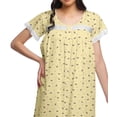 thumbnail image 4 of Moomaya Womens Knee Length Cotton Short Sleeve Nightdress Printed Night Gown, 4 of 5