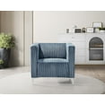 thumbnail image 3 of Home Design Gavin Velvet Square Arm Chair with Plush Cushions and Modern Upholstery, Durable Frame for Living Room, Contemporary Blue Design, 3 of 6