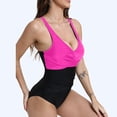 thumbnail image 3 of DGHM Bike Short Set New Solid Color Mesh Splicing Piece Swimsuit Sexy and Fashionable and Backless Swimsuit Hot Pink XXL, 3 of 3