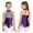 Purple, variant on Aislor Girls Clown Leotard Halter Sleeveless Rhinestones Checkerboard Pattern Bodysuit for Dancing Training Blue 6