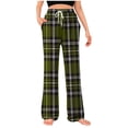 thumbnail image 3 of Binmer Women's Drawstring Plaid Pants with Pockets,Womens Casual High Waist Fit Pants, Women's Plus Army Green,Size S, 3 of 6