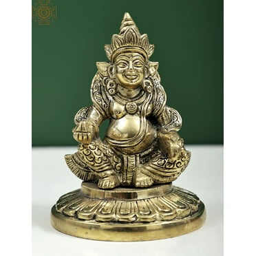4" Small Kubera-The God of Wealth | Brass Statue | Handmade