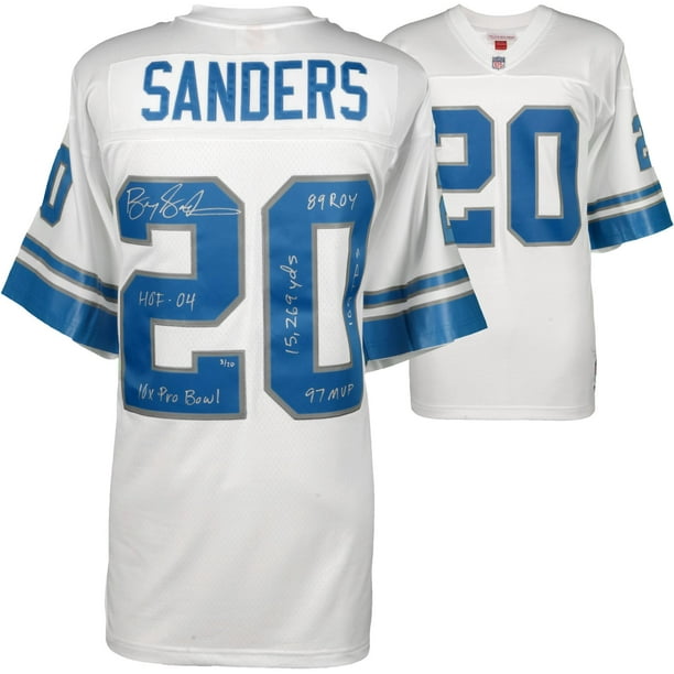Barry Sanders Detroit Lions Autographed White Mitchell Ness Replica Jersey With Multiple Inscriptions Limited Edition Of 20 Fanatics Authentic Certified Walmart Com Walmart Com