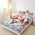 thumbnail image 4 of Manfei Christmas Cardinal Bird Queen Sheet Sets,Xmas Berry Flat Sheet,Red White Queen Fitted Sheet For Girls Kids,Super Cozy Room Decor,4pcs, 4 of 7