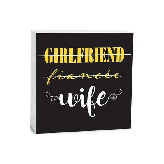 Girlfriend Fiancée Wife Slate Grey 5 x 5 Wood Tabletop Sign Plaque