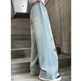 thumbnail image 4 of XIMIN Teen Girls Cute Cherry Print Embroidery Jeans Baggy Wide Leg Flare High Waisted Denim Pants Tween Kids Baggy Straight Leg Jeans Y2k Trousers, 4 of 8