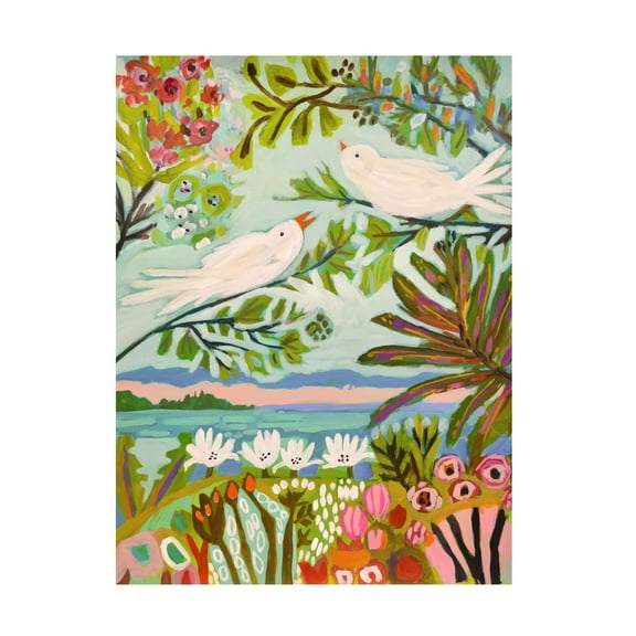 Trademark Fine Art Karen Fields Birds In The Garden I Canvas Wall Art - 14x19