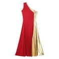thumbnail image 6 of Alvivi Womens Metallic Gold Color Block One Shoulder Sleeveless Liturgical Praise Dance Dress Red XXL, 6 of 7