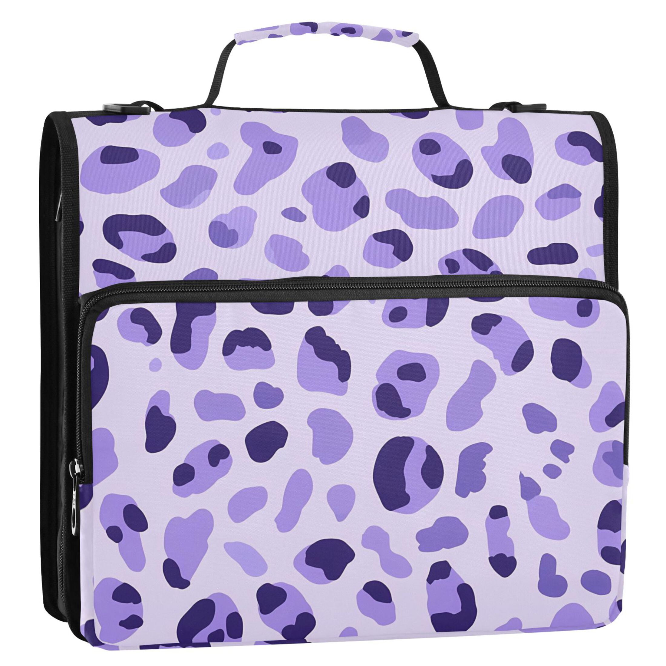 ALAZA Zipper Binder Leopard Purple-a1 3 Ring Trapper Keeper File Folder Organizer Bag