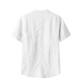 thumbnail image 4 of BADHUB Men's Big & Tall Cotton Linen Shirts Causal Lightweight Crew Neck Button Shirt Breathable Solid Color Short Sleeve Tee Shirt White XL, 4 of 5