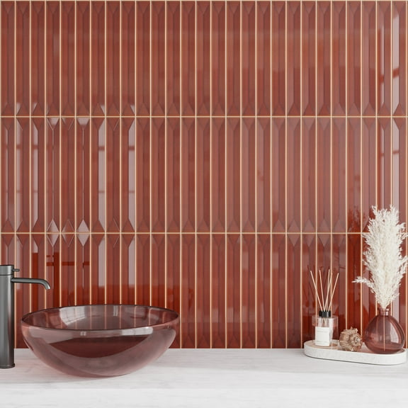 Horizonte 2 x 16 in. Glossy Caramel Ceramic Deco Subway Wall Tile (10.76 sq ft/case) - 50 Pack