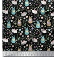 thumbnail image 1 of Soimoi Moss Georgette Fabric Floral & Rabbit Kids Print Sewing Fabric Yard 42 Inch Wide, 1 of 3
