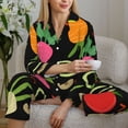 thumbnail image 6 of Picia Cartoon Vegetables Pattern Women’s Long-Sleeve Sleepwear Set - Soft 2-Piece Loungewear with Pockets, Comfy PJs for Relaxing Nights-Large, 6 of 7