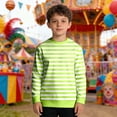 thumbnail image 2 of Boys Striped Sweat Shirt Long Sleeve Pullovers Boys Shirts Size 14-16 White Casual Crewneck Tees Tops Spring/Fall Clothes(Size 4-5 Years,Green), 2 of 5