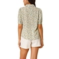 thumbnail image 3 of BLUSA CHIC para Mujeres con Cuello Caído, Cuello Abierto, Mangas Abullonadas, Camisa de Chifón XL Azul Amarillo, 3 of 6