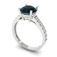 thumbnail image 2 of Clara Pucci 14K White Gold Solid Gold LondonBlueTopaz Solitaire with Accents Anniversary Ring for Women - 2.3 cttw Round Cut, 2 of 8