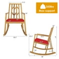 thumbnail image 2 of Gymax Set of 2 Outdoor Acacia Wood Rocking Chair Wooden Patio Rocker w/ Red Cushion, 2 of 8