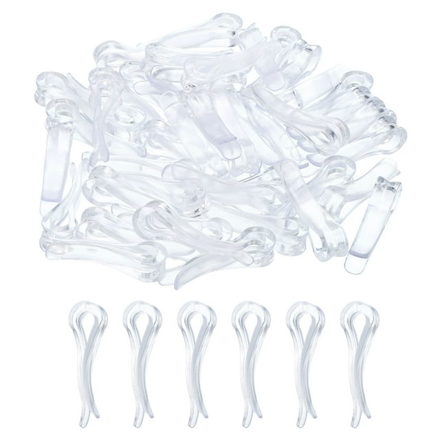Clips de cocodrilo de plástico duraderos de 200 piezas, 1.54" claros en forma de U