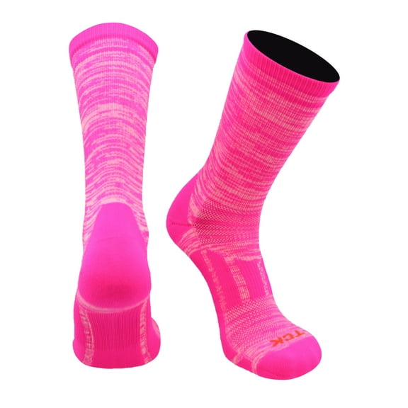 Heathered Crew Socks (Hot Pink, Large)