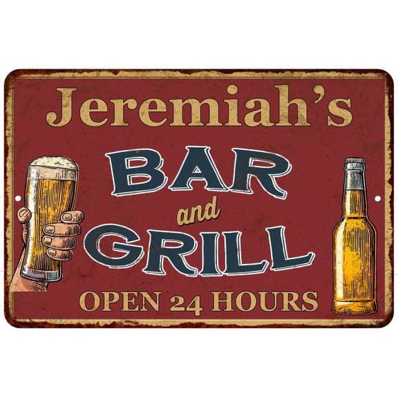 Jeremiah's Red Bar and Grill Rustic Sign Decor 8x12 208120045906
