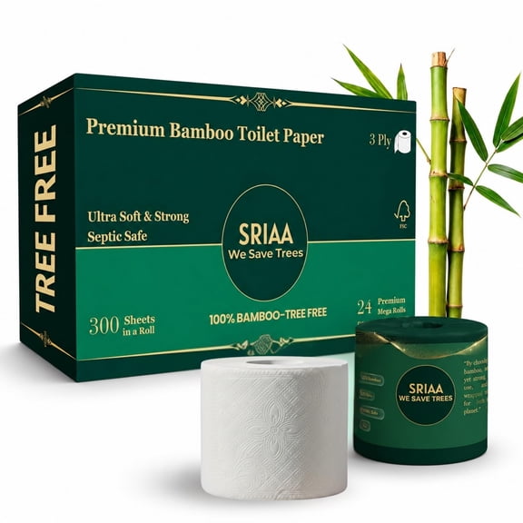 Papel Higiénico SRIAA Bambú 3 Capas 24 Rollos Mega