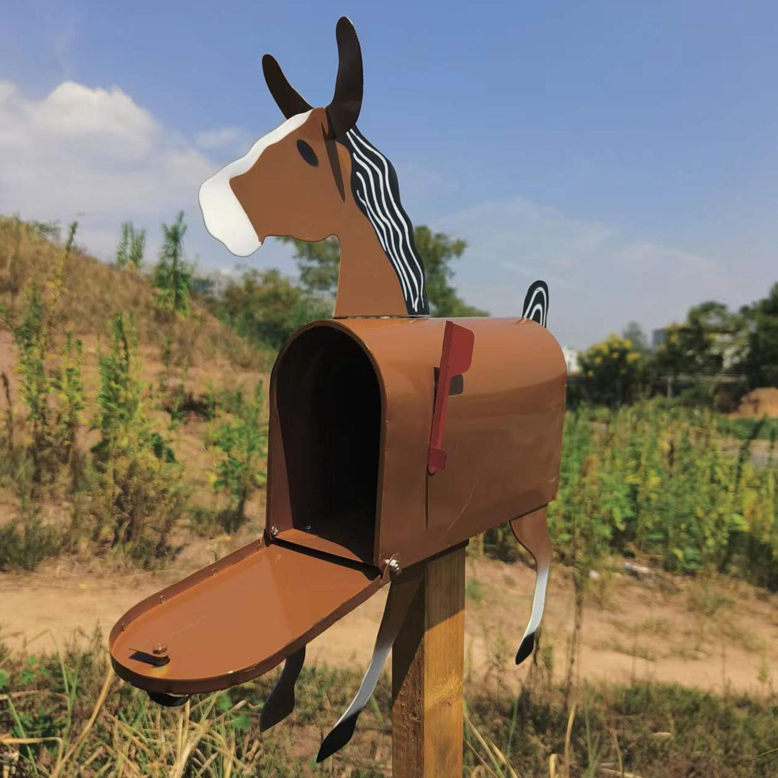 Blarkrus ique Horse Mailbox Outdoor Dective Letter Post Metal Box| Mail New O3