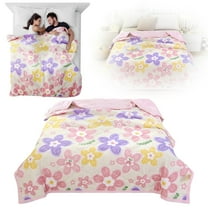 Colorful Floral Comforter, Soft Microfiber Lightweight Fall Comforter, Cute Pink Flower Bedding Hotel Luxury