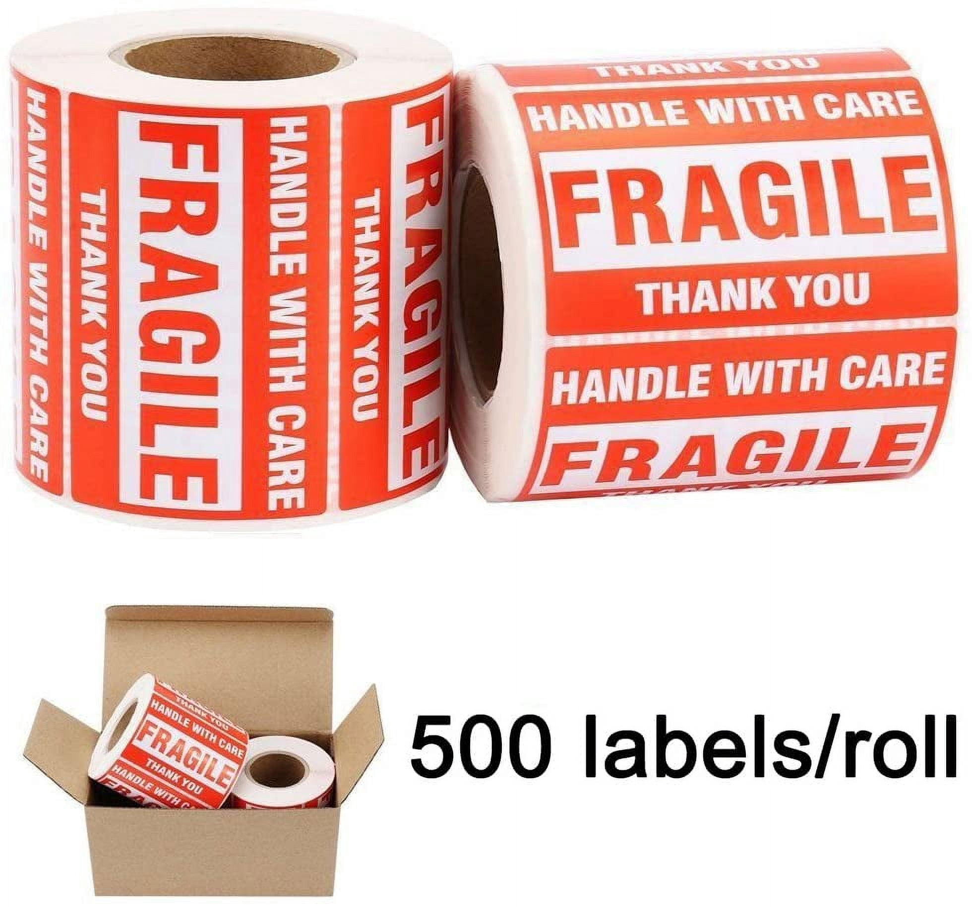 SJPACK 2000 Fragile Stickers 4 Rolls 2" x 3" Fragile - Handle With Care - Thank You Shipping Labels Stickers