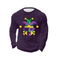 thumbnail image 4 of Gamivast Mens Shirts Warm Waffle-Textured Crew Neck Long Sleeve Mardi Gras Shirts Soft Long Sleeve Tee Shirts Geometric Jester Graphic Holiday Casual, 4 of 5