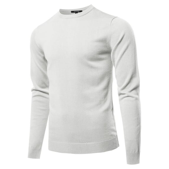 FashionOutfit Men's Solid Long Sleeve Crew Neck Pullover Knit Sweater