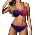 thumbnail image 1 of ORUYROP Ensemble Rétro pour Femmes Maillot de Bain Deux Pièces à Licou Imprimé Dégradé Bas Vintage Bikini, 1 of 5