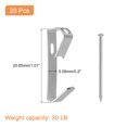 thumbnail image 2 of Uxcell 20Pcs Photo Frames Hanger Hooks, 30 Lb Frame Hooks with Nails Metal Wall Mount Album Picture, Silver, 2 of 6