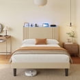 thumbnail image 5 of Luxury Wingback Upholstered Platform Bed Frame, Noise-Free & Sturdy, No Box Spring Required, Full Size Bed Beige, 5 of 10