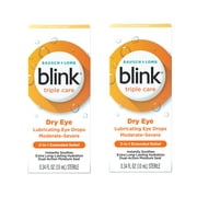 2 Pack - Blink Triple Care Lubricating Eye Drops – Long-Lasting Hydration for Moderate to Severe Dry Eyes, Moisturizes & Soothes with Hyaluronate, 0.34 Fl Oz