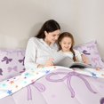 thumbnail image 4 of spefrowx Purple Line Bowknot Twin Bedding for Kids, Kawaii Star Print Bedding Comforter Set, Stars Reversible, 7 Pieces, 4 of 6